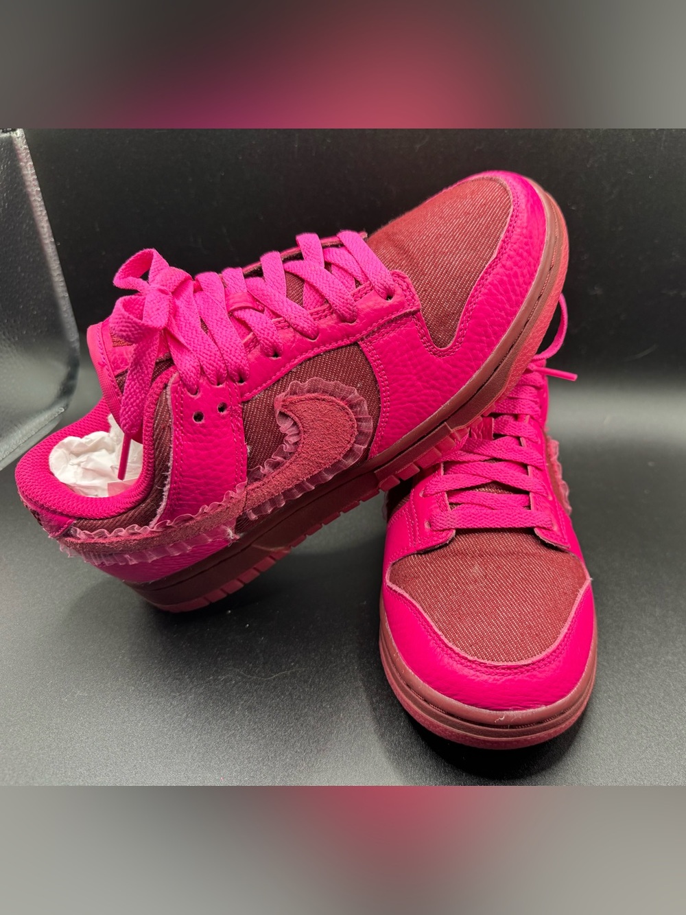 🔥 Nike Dunk Low LX “Pink Foam/Burgundy Crush” Ruffle Swoosh Women’s 7 🔥 - Picture 17 of 17